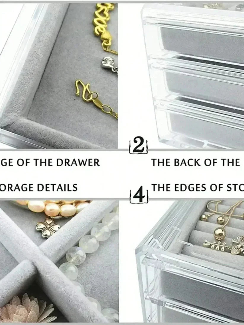 3-Tier Transparent Jewelry Box | Clear Jewelry Organizer