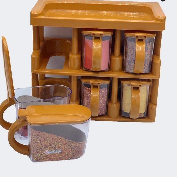 6pcs Spice Rack with Spoon | Kitchen Storage Organizer Set
