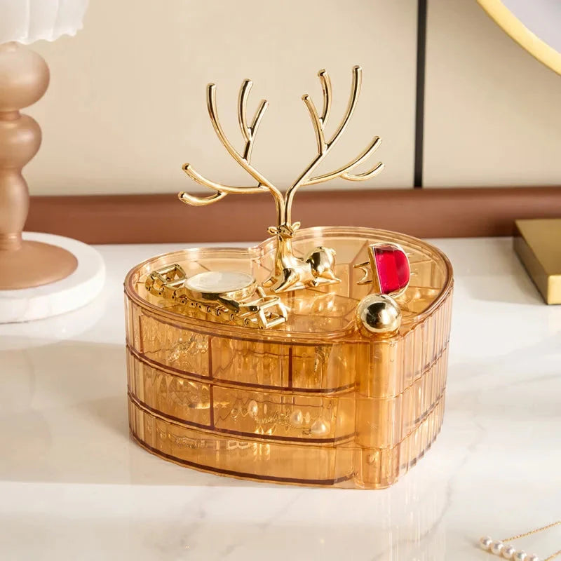 Acrylic Luxury Deer Jewelry Box | Elegant Jewelry Organizer