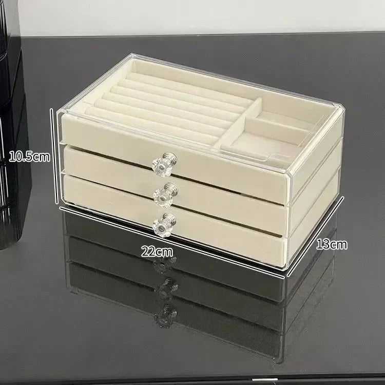 3-Tier Transparent Jewelry Box | Clear Jewelry Organizer
