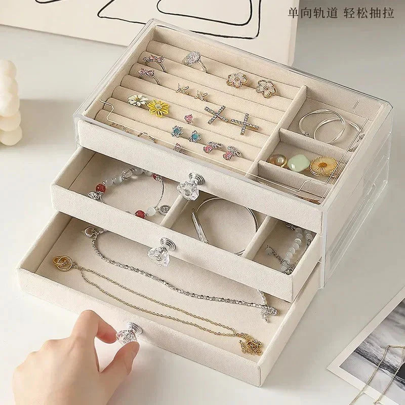 3-Tier Transparent Jewelry Box | Clear Jewelry Organizer