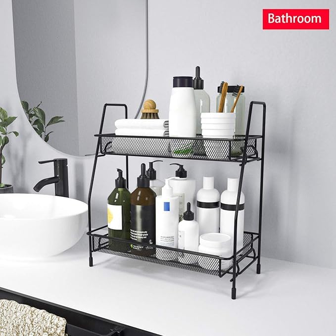 2-Tier Metal Kitchen & Bathroom Rack | Space-Saving Organizer