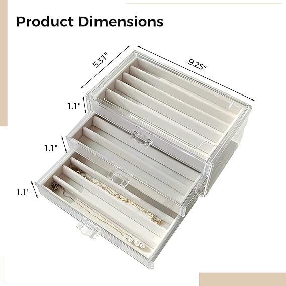 3-Tier Transparent Jewelry Box | Clear Jewelry Organizer