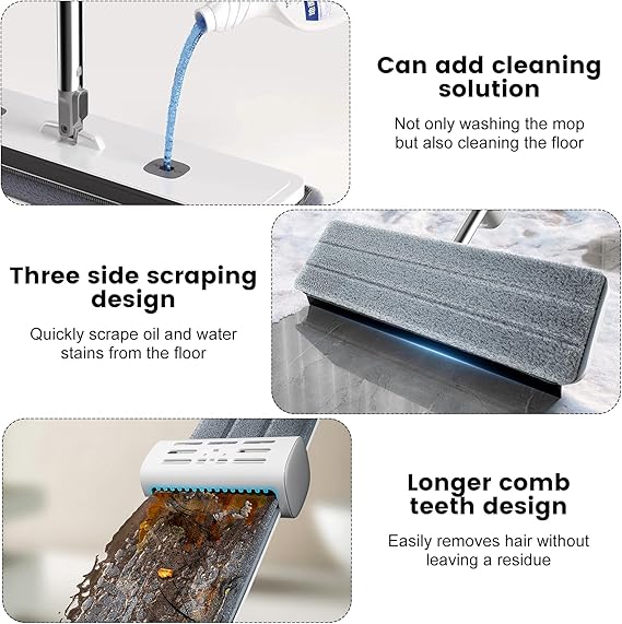 Large Panel Hands-Free Flat Mop | Foldable Bucket Set