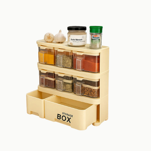 6 In 1 Crystal Spice Storage Jar | Elegant Kitchen Organizer