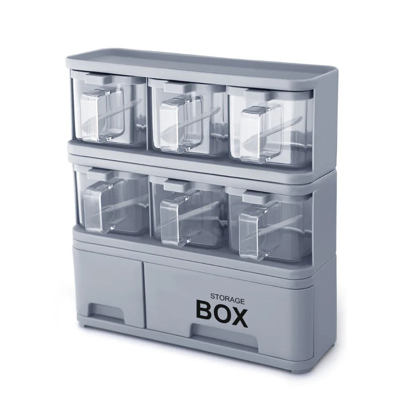 6 In 1 Crystal Spice Storage Jar | Elegant Kitchen Organizer