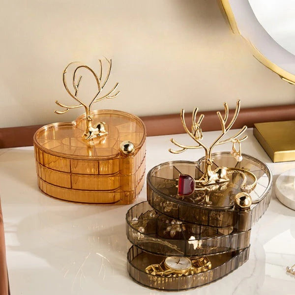 Acrylic Luxury Deer Jewelry Box | Elegant Jewelry Organizer