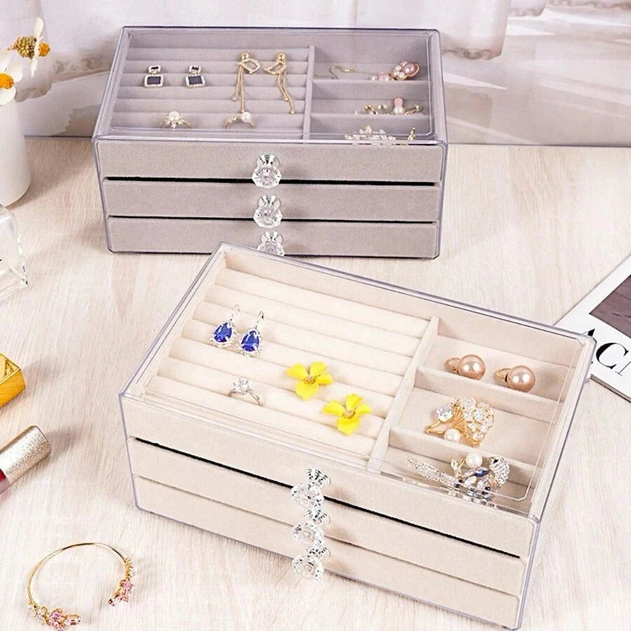 3-Tier Transparent Jewelry Box | Clear Jewelry Organizer
