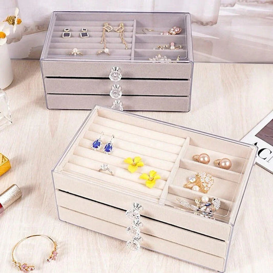 3-Tier Transparent Jewelry Box | Clear Jewelry Organizer