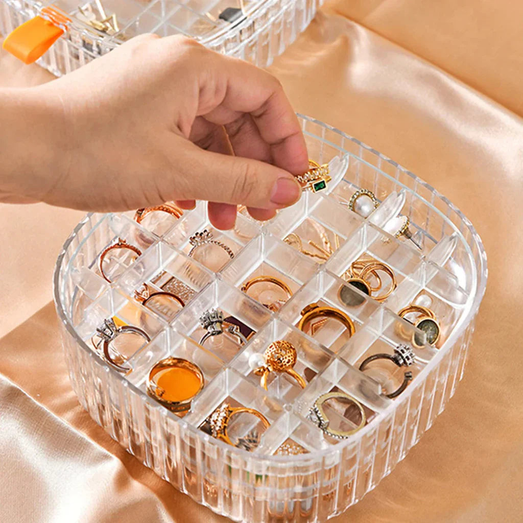 2 Layer Crystal Jewelry Storage Box | Elegant Jewelry Organizer