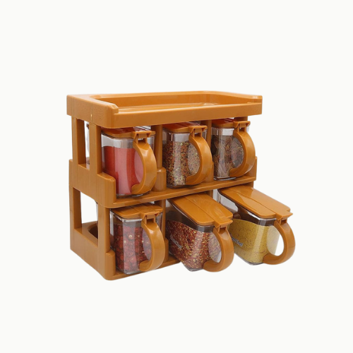 6pcs Spice Rack with Spoon | Kitchen Storage Organizer Set